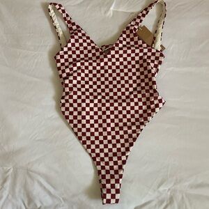 Checkered Red and White Bodysuit